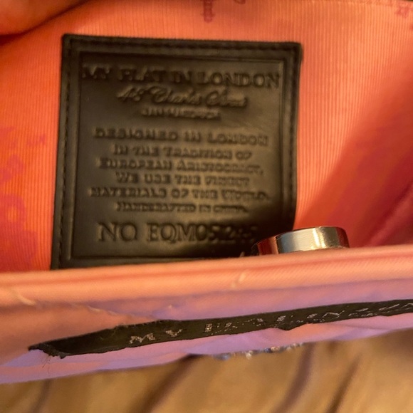 EUC MY FLAT IN LONDON QUEEN BEE PINK NYLON & LEATHER QUILTD TOTE BAG - Picture 4 of 10